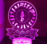 3D Illuminated Art - Buddhism - Medicine Buddha Heart Mantra with Lotus 3D Illusion LED Night Light 16 Colors