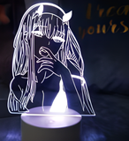 3D Illuminated Art - Darling in the Franxx - Zero Two (upper body, hand lifted to mouth) 3D Illusion LED Night Light 16 Colors
