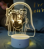3D Illuminated Art - Darling in the Franxx - Zero Two (with flower crown) 3D Illusion LED Night Light 16 Colors