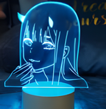 3D Illuminated Art - Darling in the Franxx - Zero Two (捂嘴 - covering mouth pose) 3D Illusion LED Night Light 16 Colors