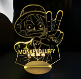 3D Illuminated Art - One Piece - Luffy making a victory sign 3D Illusion LED Night Light 16 Colors