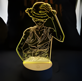 3D Illuminated Art - One Piece - Luffy touching hat 3D Illusion LED Night Light 16 Colors #2605