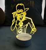 3D Illuminated Art - One Piece - Ace 3D Illusion LED Night Light 16 Colors