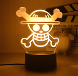 3D Illuminated Art - One Piece - Straw Hat Pirates Jolly Roger 3D Illusion LED Night Light 16 Colors
