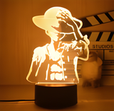 3D Illuminated Art - One Piece - Luffy touching hat 3D Illusion LED Night Light 16 Colors #2615