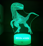 3D Illuminated Art - Jurassic World - Raptor 3D Illusion LED Night Light 16 Colors