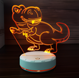 3D Illuminated Art - Cartoon T-Rex dinosaur 3D Illusion LED Night Light 16 Colors