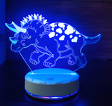 3D Illuminated Art - Triceratops 3D Illusion LED Night Light 16 Colors #2826