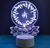 3D Illuminated Art - Buddhism - Sitatapatra Mantra with Om Symbol and Lotus Base 3D Illusion LED Night Light 16 Colors