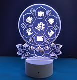 3D Illuminated Art - Buddhist Mandala with Lotus 3D Illusion LED Night Light 16 Colors