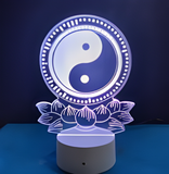 3D Illuminated Art - Yin and Yang / Taiji Bagua with Lotus 3D Illusion LED Night Light 16 Colors