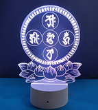 3D Illuminated Art - Five Dhyani Buddhas Seed Syllables 3D Illusion LED Night Light 16 Colors