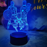 3D Illuminated Art - Marvel - Iron Man, Spider-Man, Captain America 3D Illusion LED Night Light 16 Colors