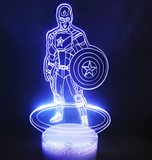 3D Illuminated Art - Marvel - Captain America 3D Illusion LED Night Light 16 Colors #3009