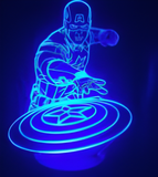 3D Illuminated Art - Marvel - Captain America 3D Illusion LED Night Light 16 Colors #3013