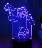 3D Illuminated Art - Minecraft - Minecraft character with pickaxe 3D Illusion LED Night Light 16 Colors