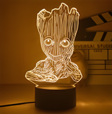 3D Illuminated Art - Marvel - Groot 3D Illusion LED Night Light 16 Colors #3019
