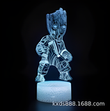 3D Illuminated Art - Marvel - Groot 3D Illusion LED Night Light 16 Colors #3025
