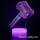 3D Illuminated Art - Marvel - Thor's Hammer 3D Illusion LED Night Light 16 Colors