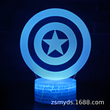 3D Illuminated Art - Captain America - Captain America's Shield 3D Illusion LED Night Light 16 Colors