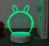 3D Illuminated Art - Headphone Rabbit 3D Illusion LED Night Light 16 Colors