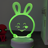 3D Illuminated Art - Happy Rabbit 3D Illusion LED Night Light 16 Colors #3306