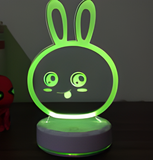 3D Illuminated Art - Cute Rabbit 3D Illusion LED Night Light 16 Colors #3307