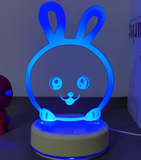3D Illuminated Art - Cute Rabbit 3D Illusion LED Night Light 16 Colors #3308