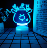 3D Illuminated Art - Christmas Reindeer 3D Illusion LED Night Light 16 Colors