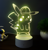 3D Illuminated Art - Pokemon - Pikachu with Hat 3D Illusion LED Night Light 16 Colors