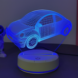 3D Illuminated Art - Wireframe Volkswagen Beetle Car 3D Illusion LED Night Light 16 Colors