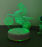 3D Illuminated Art - Motorcycle rider 3D Illusion LED Night Light 16 Colors