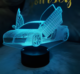 3D Illuminated Art - Audi - R8 sports car with vertical doors 3D Illusion LED Night Light 16 Colors