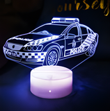 3D Illuminated Art - Police car 3D Illusion LED Night Light 16 Colors