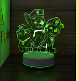 3D Illuminated Art - Paw Patrol - Group Photo (Chase, Marshall, Rubble) 3D Illusion LED Night Light 16 Colors