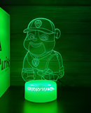 3D Illuminated Art - Paw Patrol - Rubble 3D Illusion LED Night Light 16 Colors
