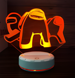 3D Illuminated Art - Among Us - Among Us characters 3D Illusion LED Night Light 16 Colors