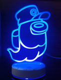 3D Illuminated Art - Among Us - Ghost Crewmate with Hat 3D Illusion LED Night Light 16 Colors
