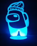 3D Illuminated Art - Among Us - Among Us character with winter hat 3D Illusion LED Night Light 16 Colors