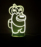 3D Illuminated Art - Among Us - Among Us character with pumpkin hat 3D Illusion LED Night Light 16 Colors