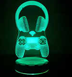 3D Illuminated Art - Generic Gaming - Gaming Controller and Headphones 3D Illusion LED Night Light 16 Colors