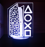 3D Illuminated Art - PlayStation - PlayStation symbols and PS5 console silhouette 3D Illusion LED Night Light 16 Colors