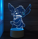 3D Illuminated Art - Lilo & Stitch - Stitch holding a carrot/radish 3D Illusion LED Night Light 16 Colors
