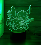 3D Illuminated Art - Lilo & Stitch - Stitch playing guitar 3D Illusion LED Night Light 16 Colors