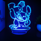 3D Illuminated Art - Disney - Stitch with a chick 3D Illusion LED Night Light 16 Colors