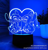 3D Illuminated Art - Disney Lilo & Stitch - Stitch and Angel kissing with heart 3D Illusion LED Night Light 16 Colors