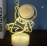 3D Illuminated Art - Astronaut holding a flag 3D Illusion LED Night Light 16 Colors