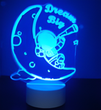 3D Illuminated Art - Astronaut with telescope on moon 3D Illusion LED Night Light 16 Colors