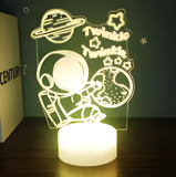3D Illuminated Art - Astronaut with planets and stars 3D Illusion LED Night Light 16 Colors