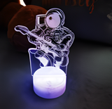 3D Illuminated Art - Astronaut playing guitar 3D Illusion LED Night Light 16 Colors #4509